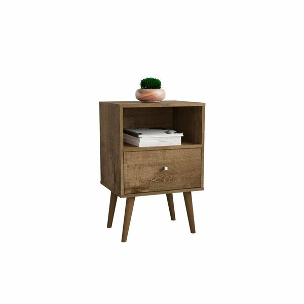 Designed To Furnish Liberty Mid-Century - Modern Nightstand 1.0 with 1 Cubby Space & 1 Drawer, Rustic Brown DE2616402